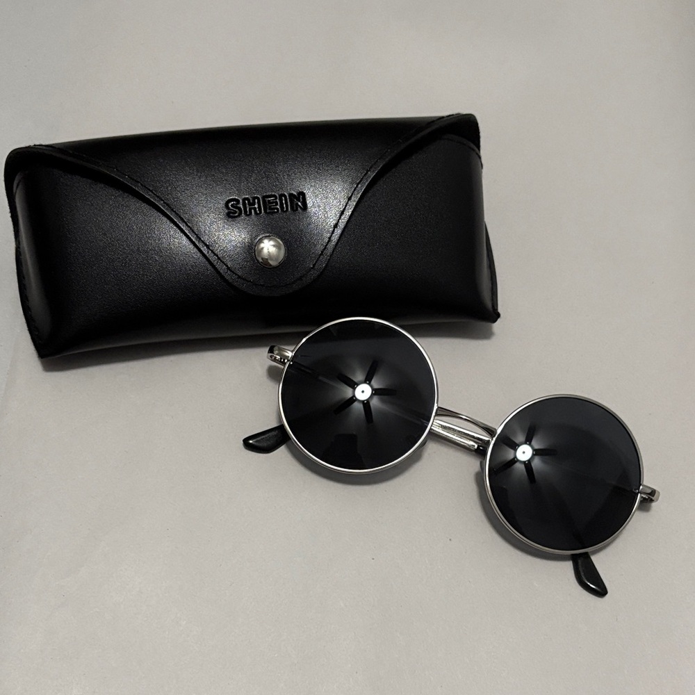 SHEIN circular sunglasses with case
